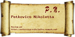 Petkovics Nikoletta névjegykártya
