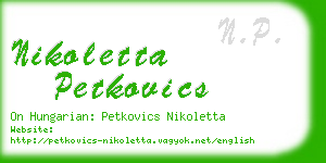 nikoletta petkovics business card